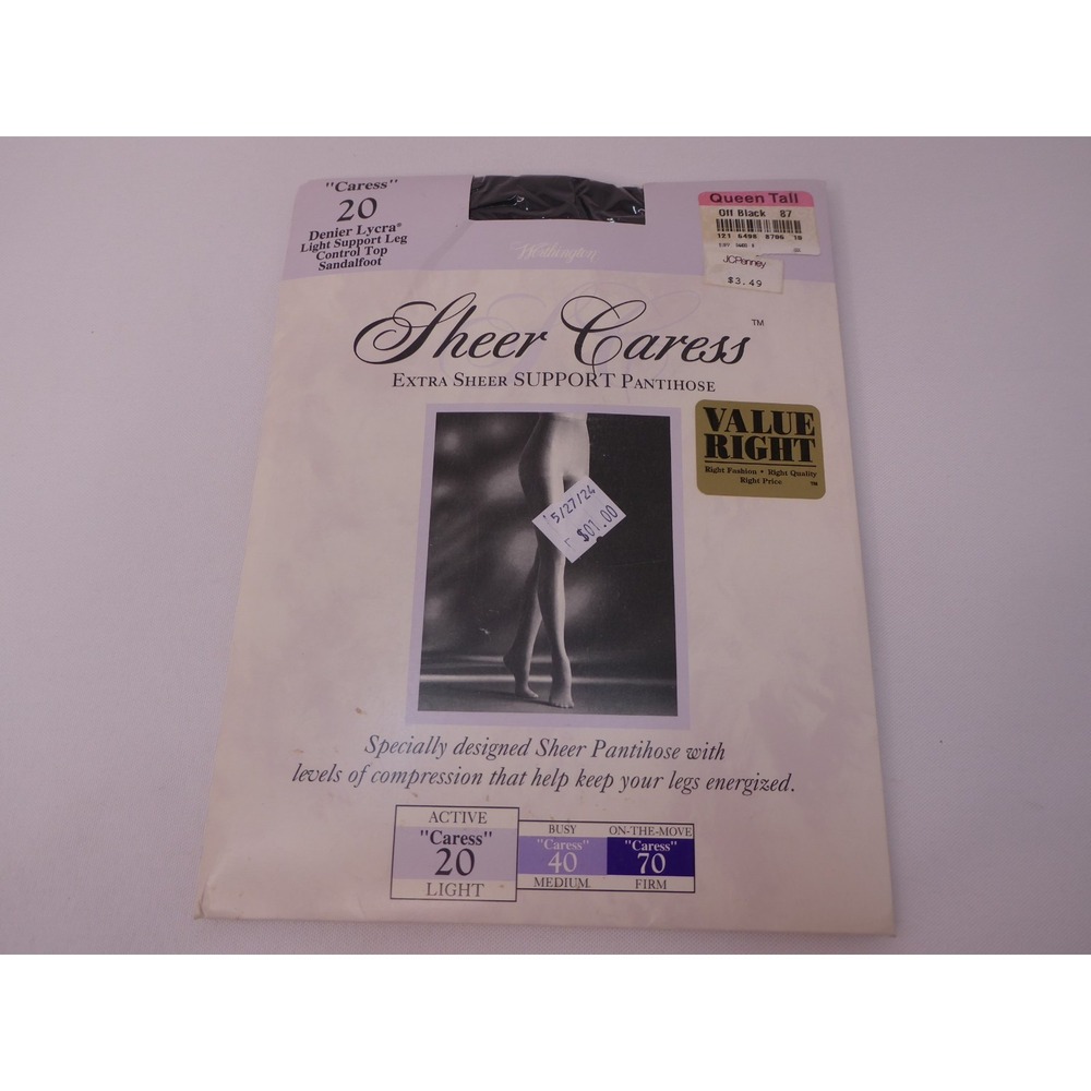 Sheer Caress Extra Sheer Support Control Top Off Black Queen Tall Pantyhose